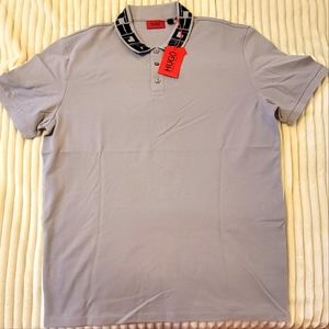 X-Large Hugo Boss Regular Fit Grey Polo Shirt With Three-Button Placket